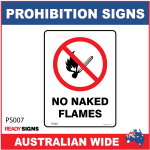 PROHIBITION SIGN - PS007 - NO NAKED FLAMES